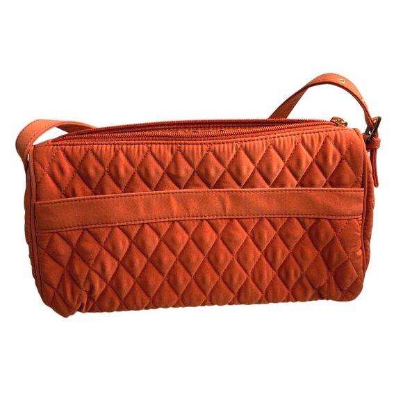 Vera Bradley Quilted Shoulder Bag In Orange With Gold Monogram & Zipper Closure - Picture 2 of 16